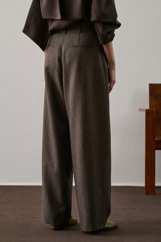 Pantalon Cole - Marron/Écru - Laine - Femme