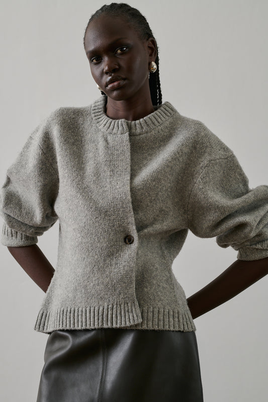 Cardigan Galileo - Gris Clair Chiné - Laine - Femme