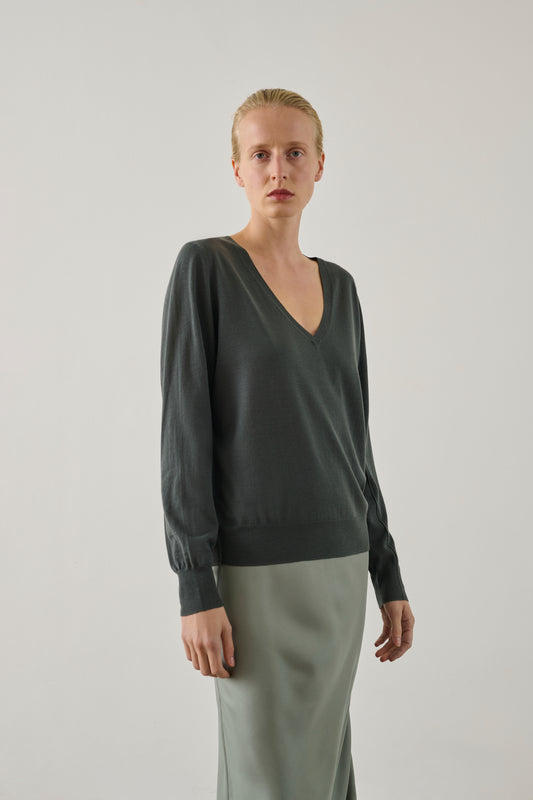Pull Derek - Gris/Bleu - Laine mérinos - Femme