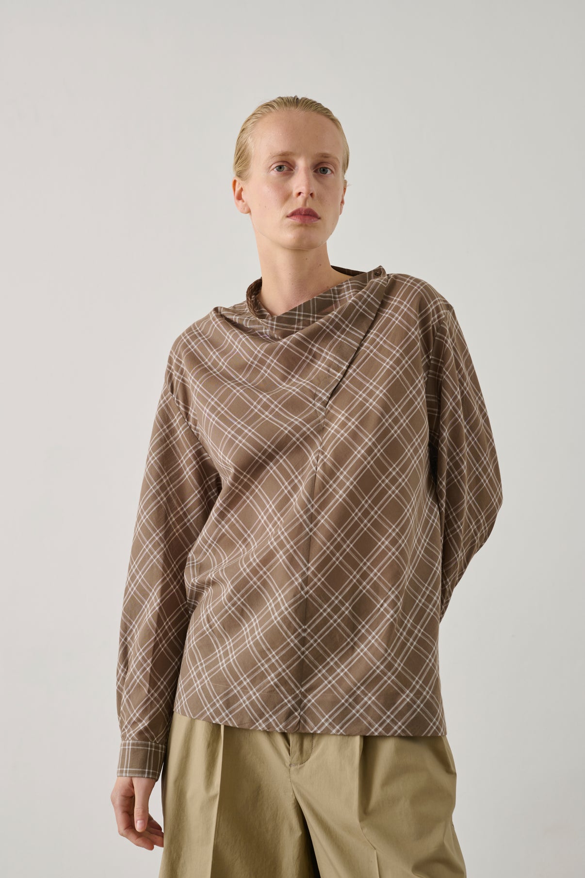 Blouse Irving - Marron Glacé/Écru - Coton - Femme vue 1