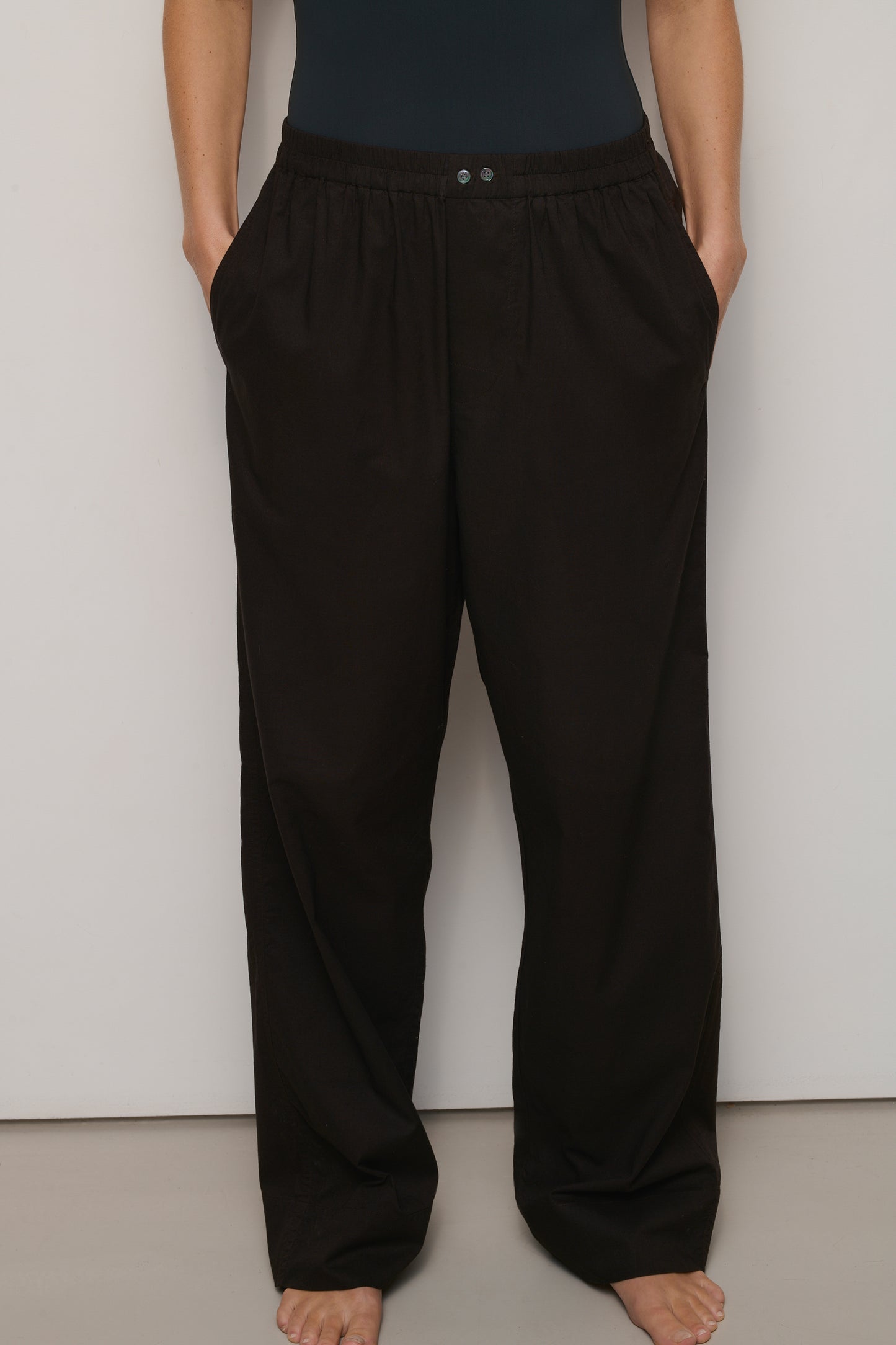 Pantalon Pantaloni - Chocolat - Coton - Femme